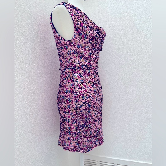 Zara Cowl Neck, Multicolor Sequins Dress - Picture 3 of 12